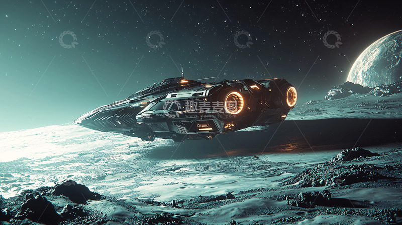 高清大图下载【趣麦麦图】宇宙飞船降落星球