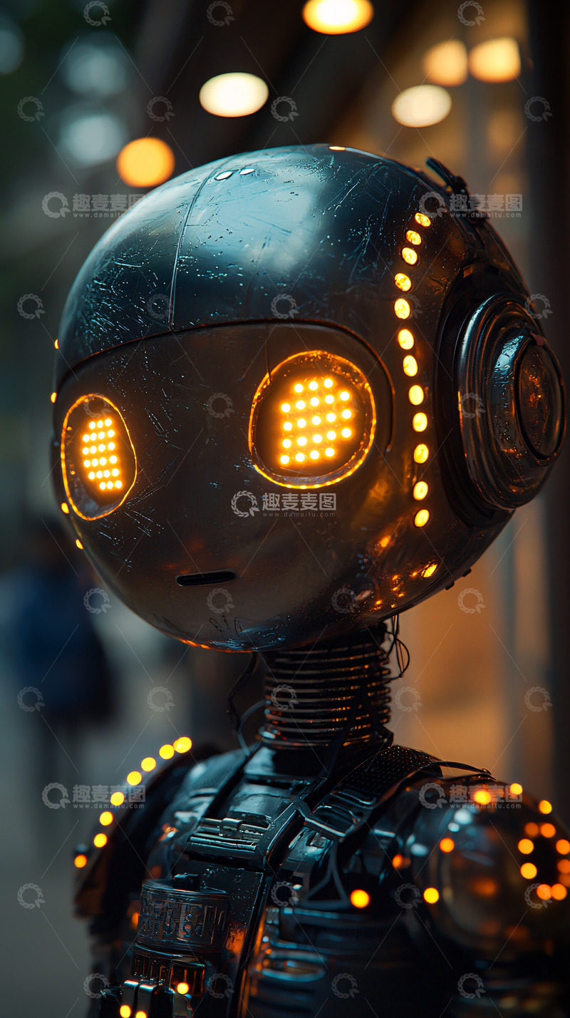 高清大图下载【趣麦麦图】可爱金属机器人