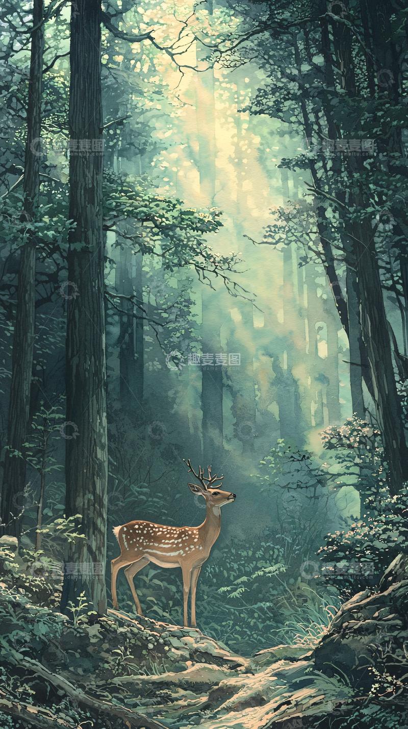 高清大图下载【趣麦麦图】森林小鹿