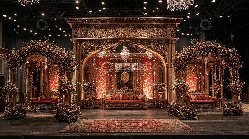 高清大图下载【趣麦麦图】豪华金色婚礼舞台