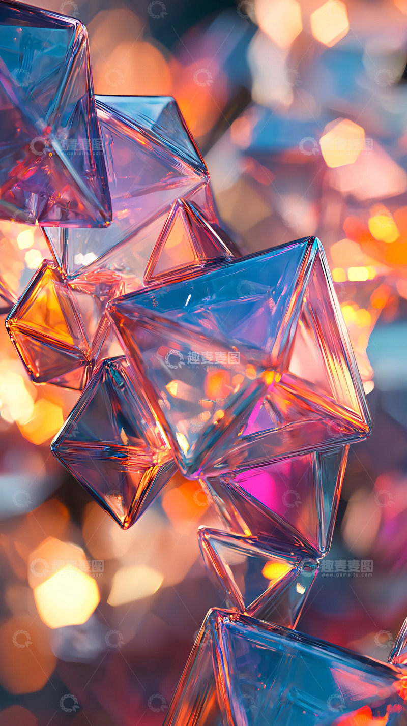 高清大图下载【趣麦麦图】彩色几何水晶