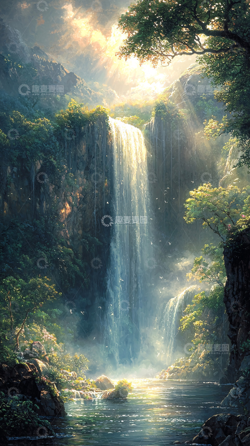 高清大图下载【趣麦麦图】梦幻瀑布