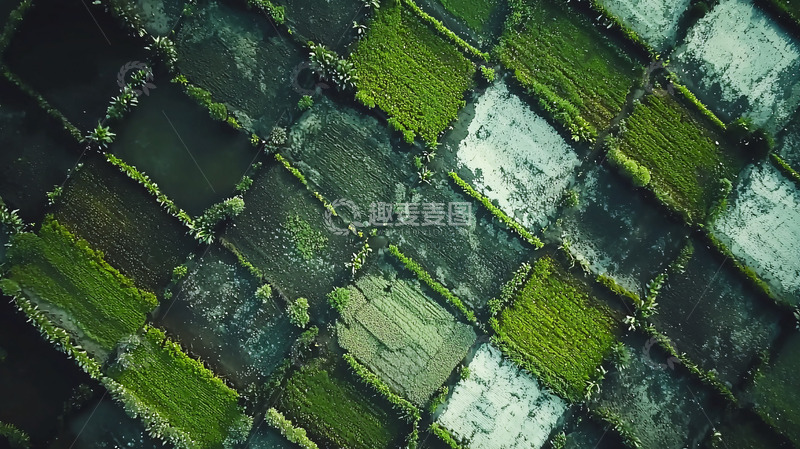 高清大图下载【趣麦麦图】俯瞰梯田绿色田野
