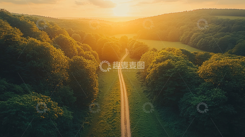 高清大图下载【趣麦麦图】日落森林小路