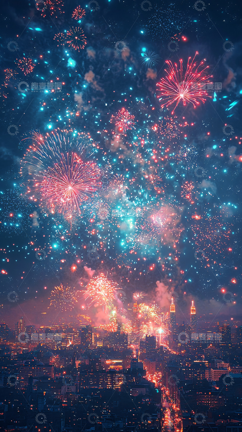 高清大图下载【趣麦麦图】梦幻烟火夜景