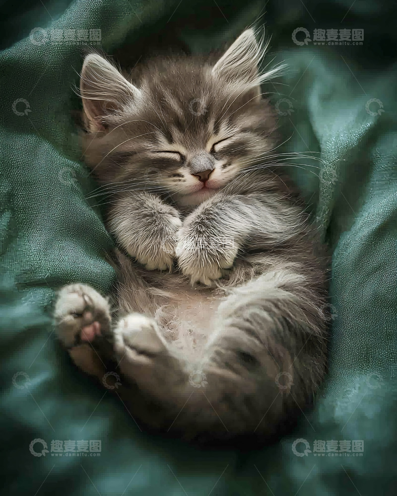 高清大图下载【趣麦麦图】-小猫睡觉可爱蜷缩