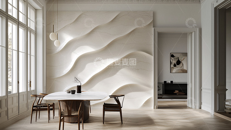高清大图下载【趣麦麦图】-米色波浪墙面装饰