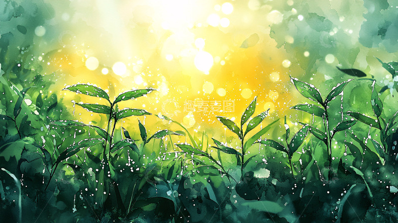 高清大图下载【趣麦麦图】清晨阳光下的绿叶
