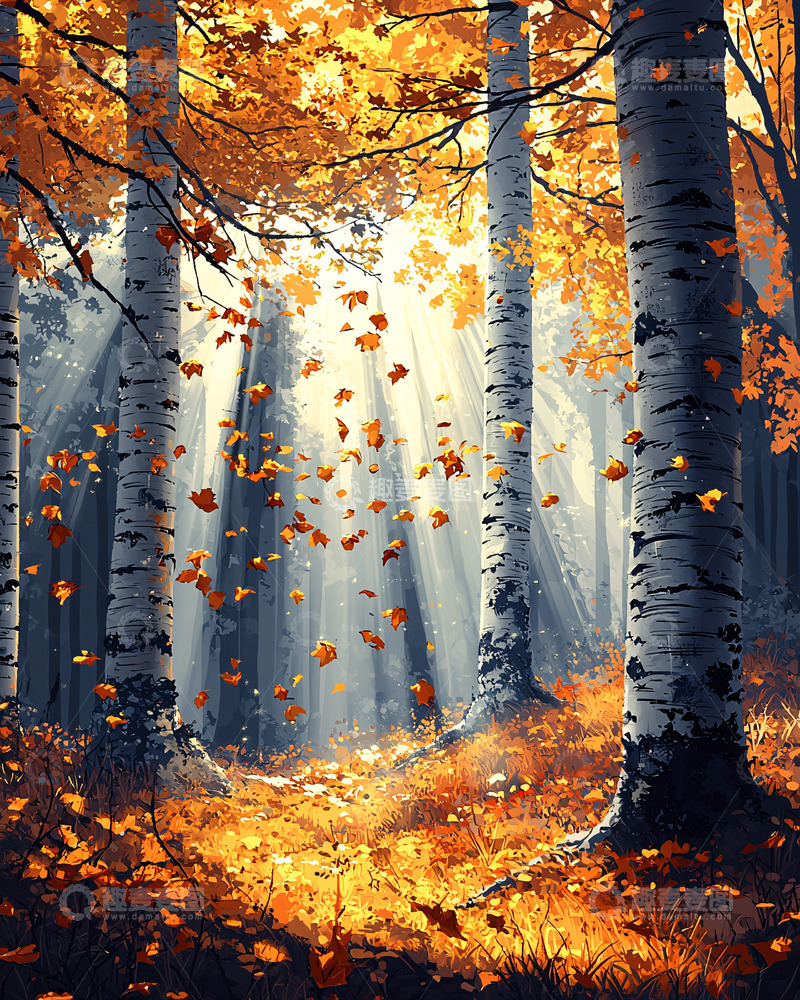 高清大图下载【趣麦麦图】秋日森林光影