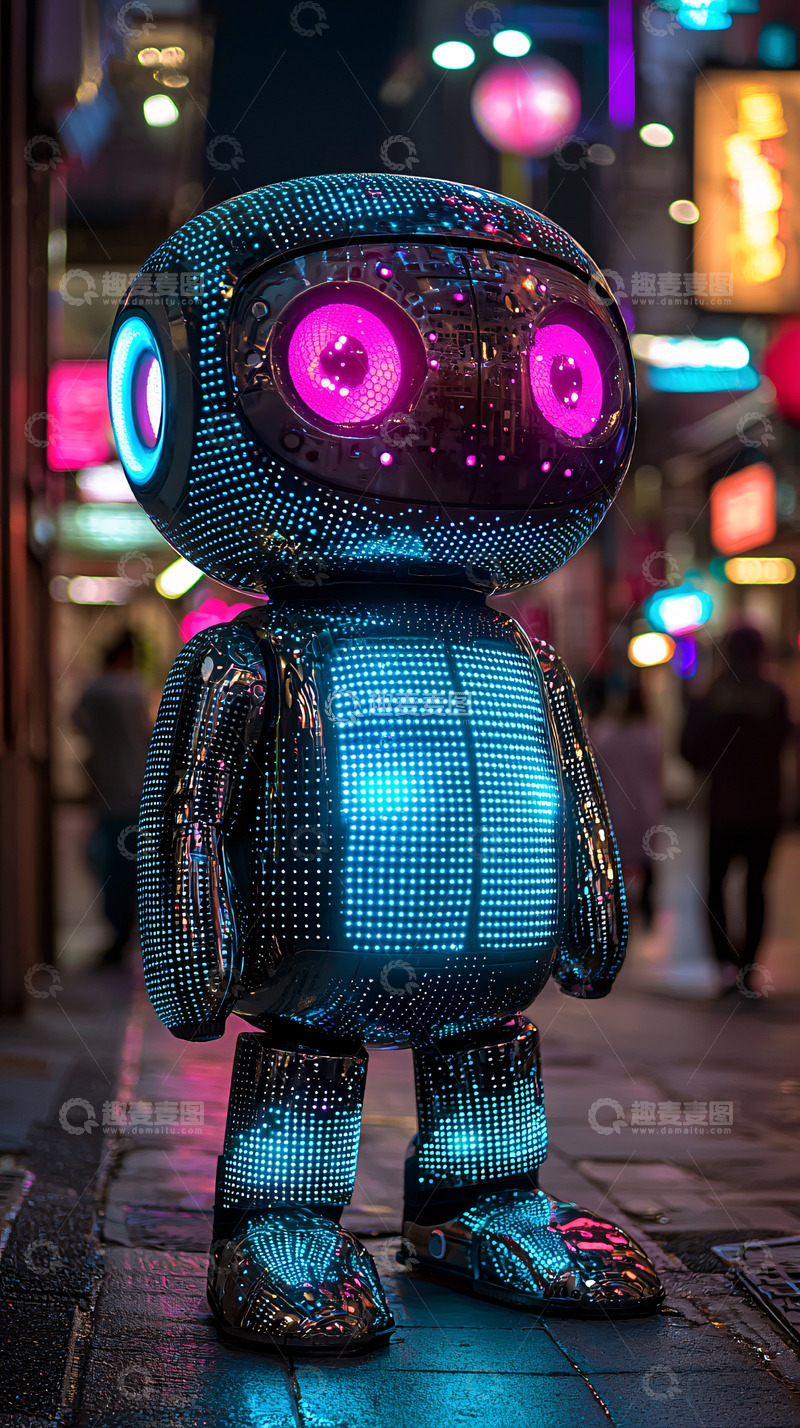 高清大图下载【趣麦麦图】炫酷发光机器人