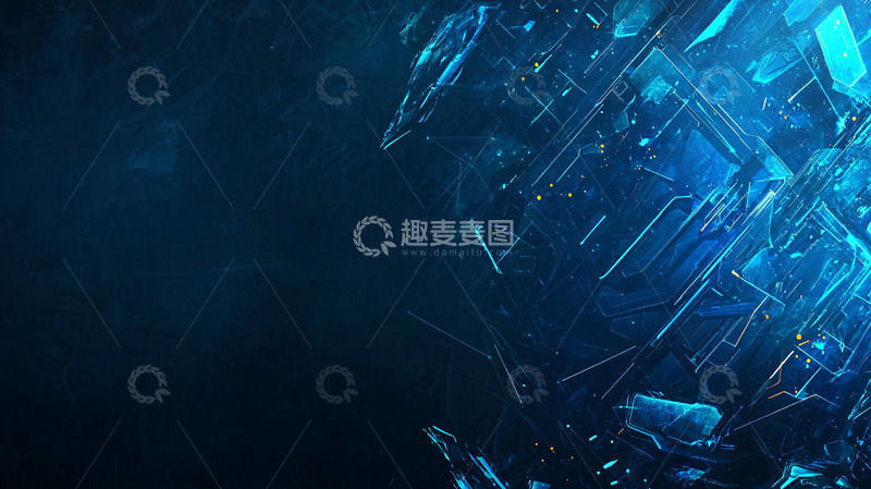 高清大图下载【趣麦麦图】蓝色科技感碎片背景