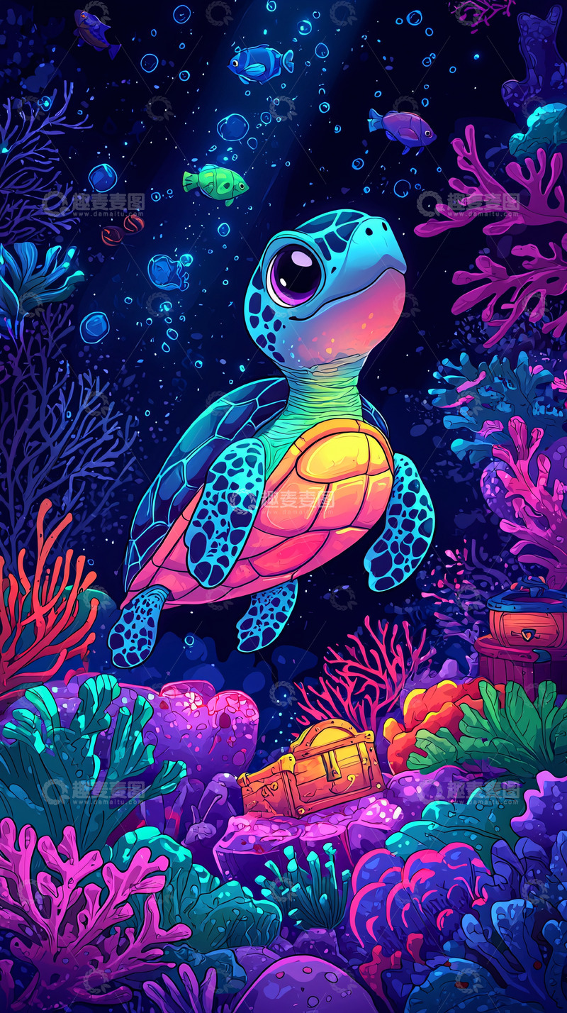 高清大图下载【趣麦麦图】可爱卡通小海龟
