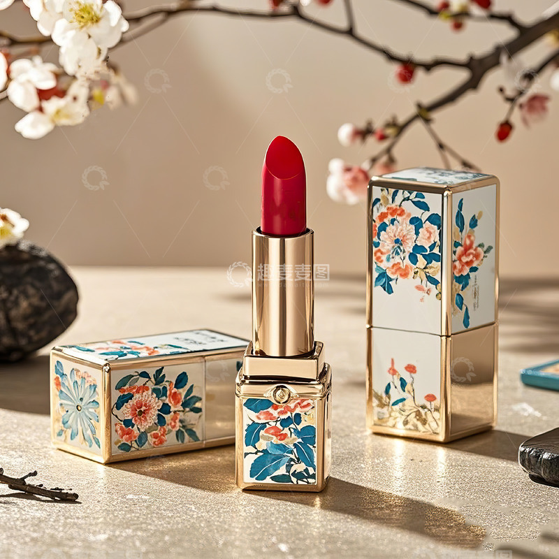 高清大图下载【趣麦麦图】中国风包装口红摄影素材9