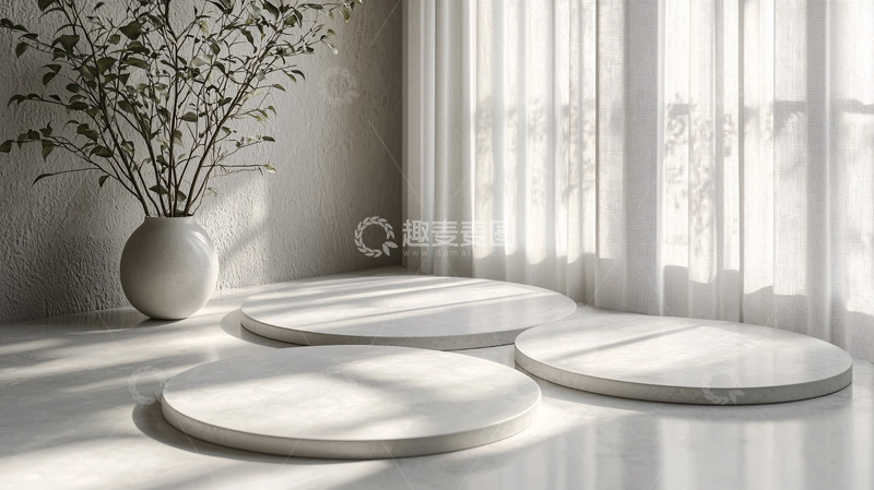高清大图下载【趣麦麦图】极简风格白色圆形展示台
