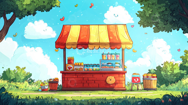 高清大图下载【趣麦麦图】阳光下的小卖部
