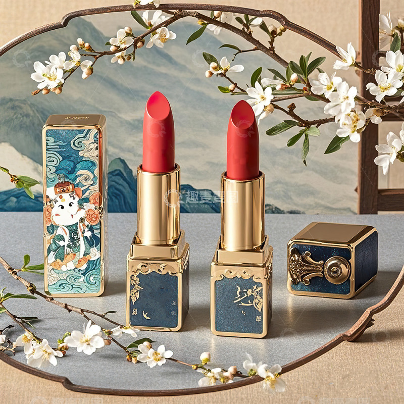高清大图下载【趣麦麦图】中国风包装口红摄影素材21