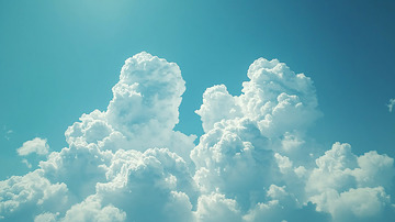 蓬松云朵在蓝天中