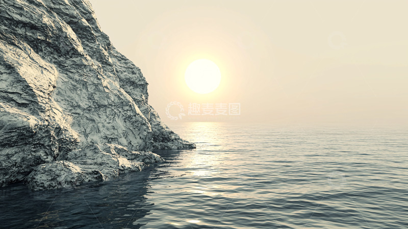 高清大图下载【趣麦麦图】日落海边岩石峭壁