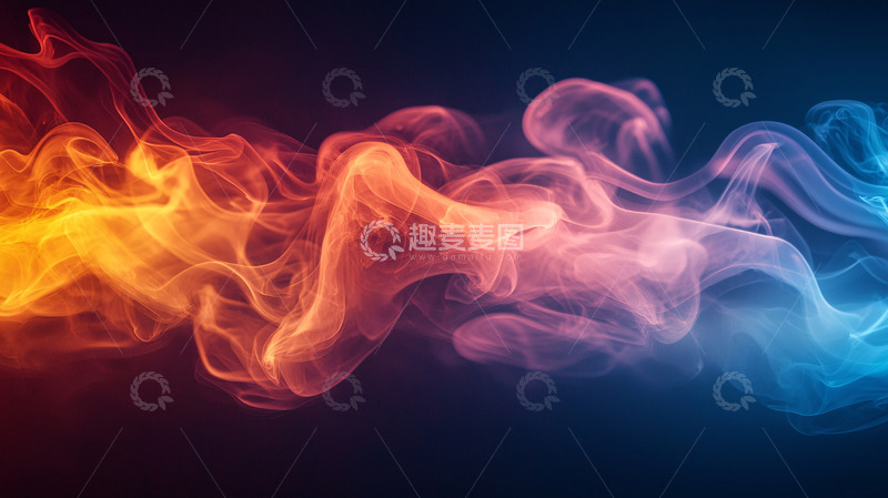 高清大图下载【趣麦麦图】红蓝交织的火焰烟雾