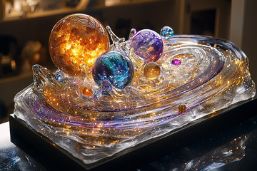 玻璃宇宙星系摆件