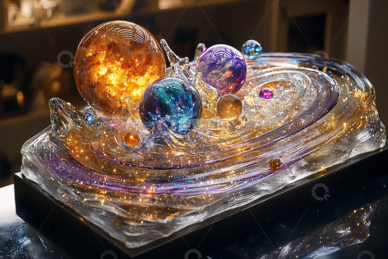 高清大图下载【趣麦麦图】玻璃宇宙星系摆件