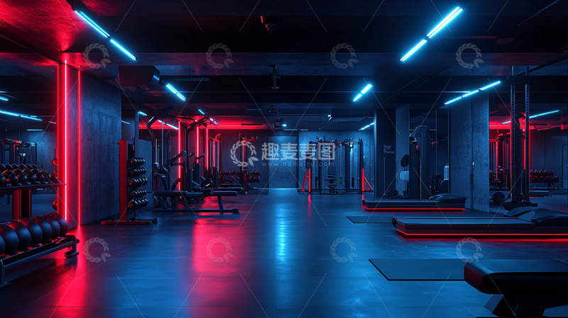 高清大图下载【趣麦麦图】炫酷霓虹灯健身房