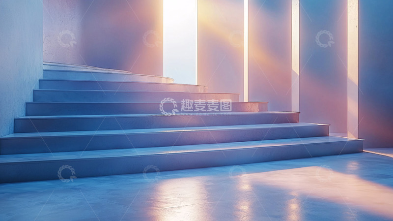 高清大图下载【趣麦麦图】光线透过楼梯间