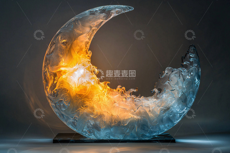 高清大图下载【趣麦麦图】冰火交融的月亮雕塑