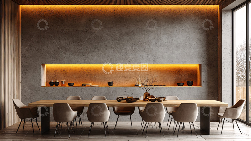 高清大图下载【趣麦麦图】现代简约餐厅长桌设计