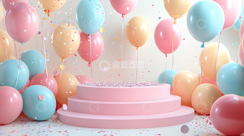 高清大图下载【趣麦麦图】粉色系气球背景