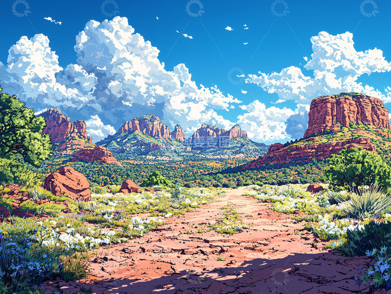 高清大图下载【趣麦麦图】阳光下的红岩峡谷