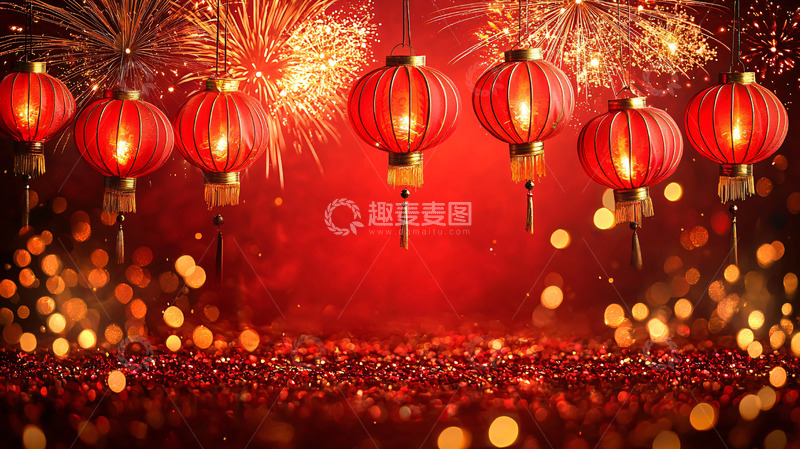 高清大图下载【趣麦麦图】红灯笼喜庆背景