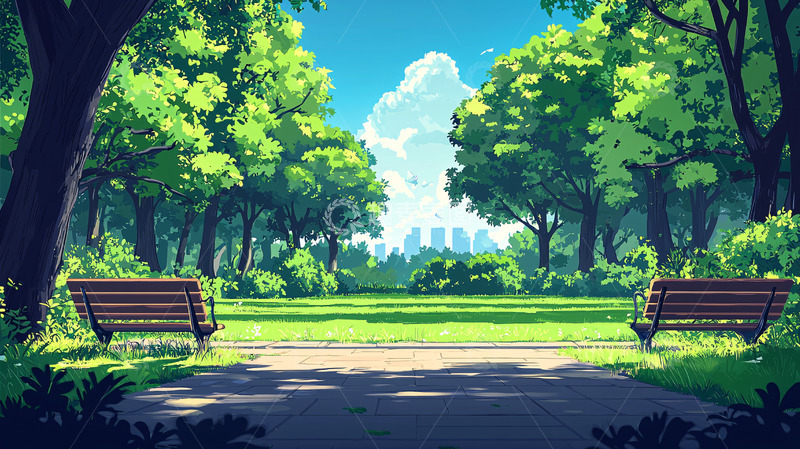高清大图下载【趣麦麦图】阳光下的公园长椅