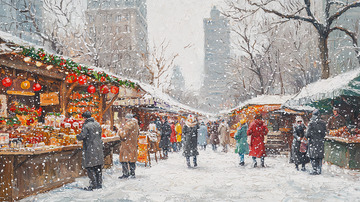 下雪的圣诞集市