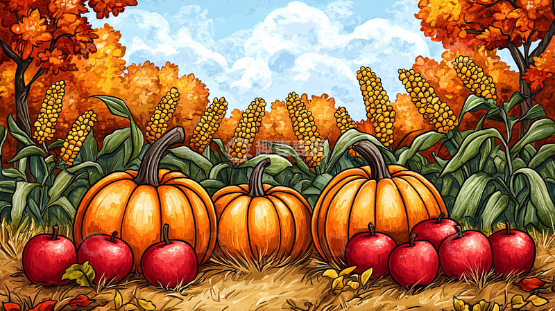 高清大图下载【趣麦麦图】秋季丰收景象