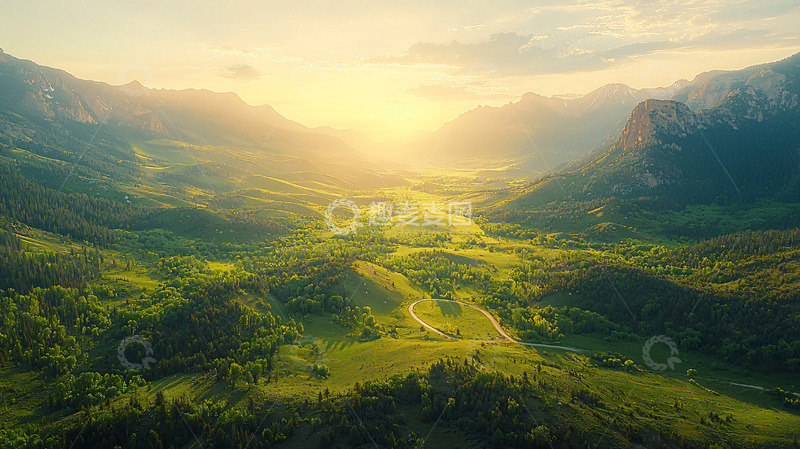 高清大图下载【趣麦麦图】山谷日出美景