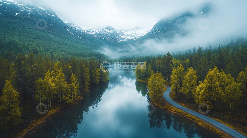 高清大图下载【趣麦麦图】山水相依的自然风光