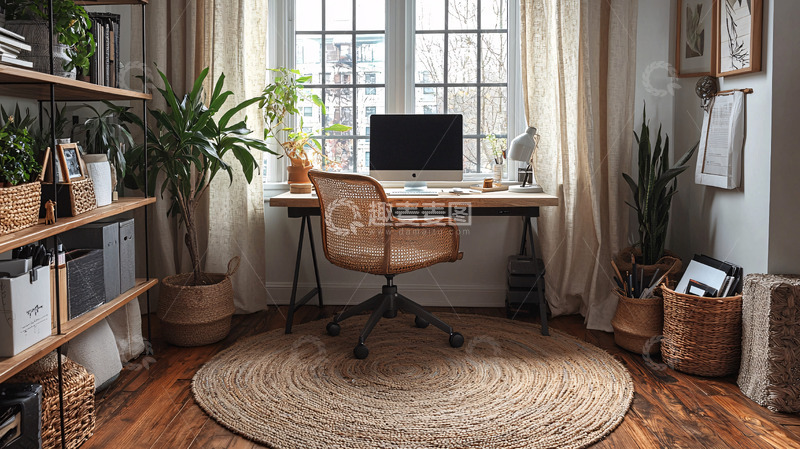 高清大图下载【趣麦麦图】自然光线下的居家办公空间