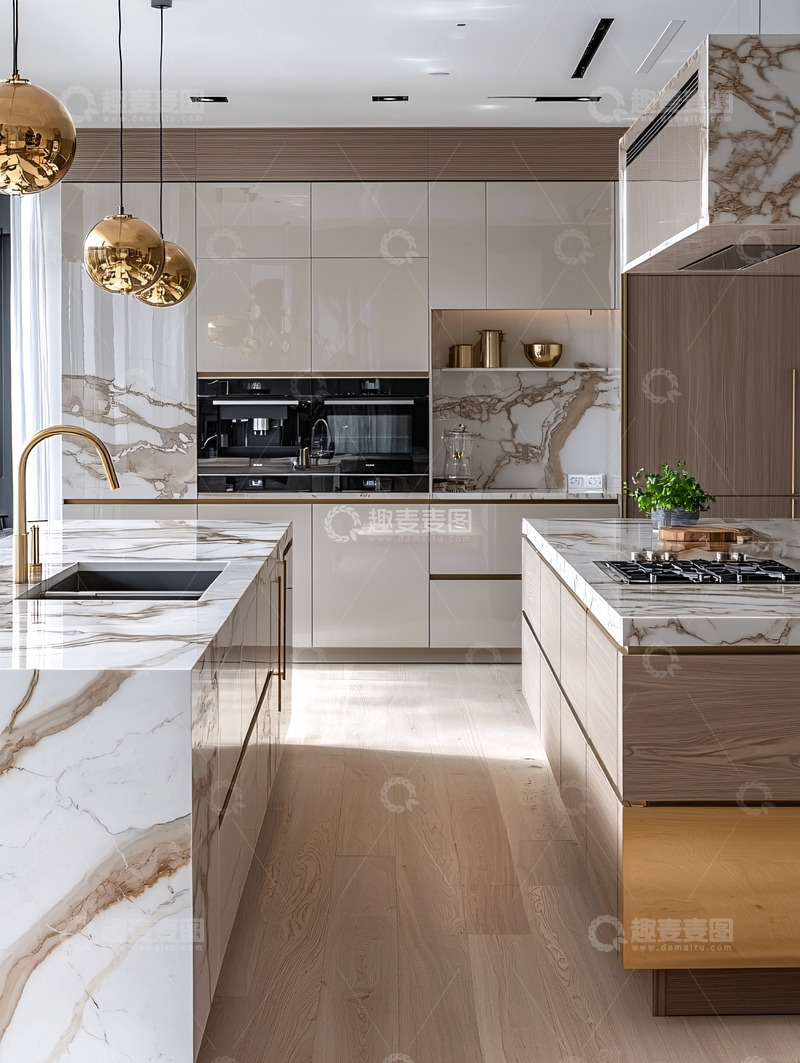高清大图下载【趣麦麦图】现代轻奢风格厨房