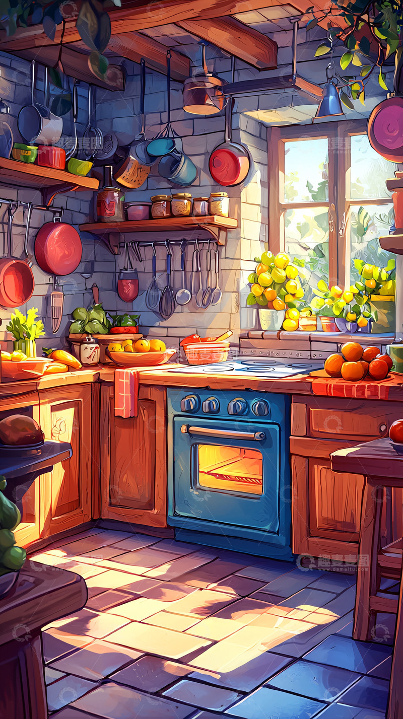 高清大图下载【趣麦麦图】温馨乡村风格厨房