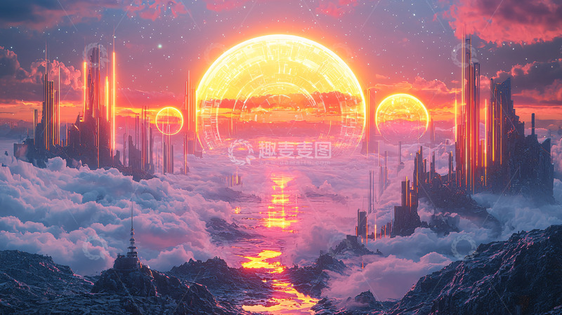 高清大图下载【趣麦麦图】云端城市