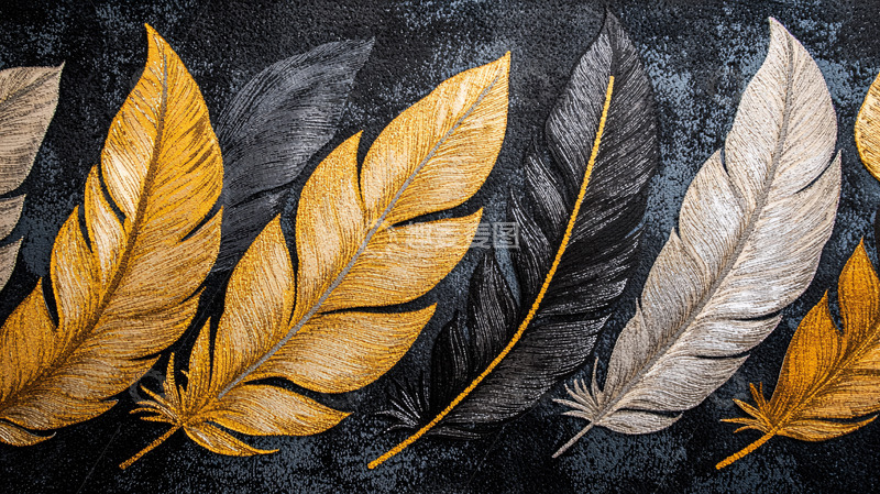 高清大图下载【趣麦麦图】金色羽毛