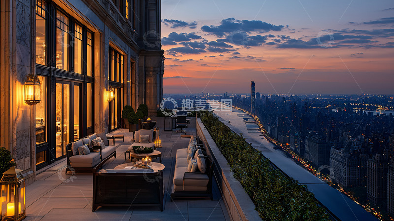 高清大图下载【趣麦麦图】高层公寓夜景阳台
