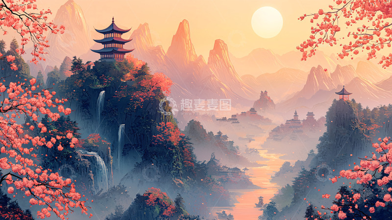 高清大图下载【趣麦麦图】日式山水画