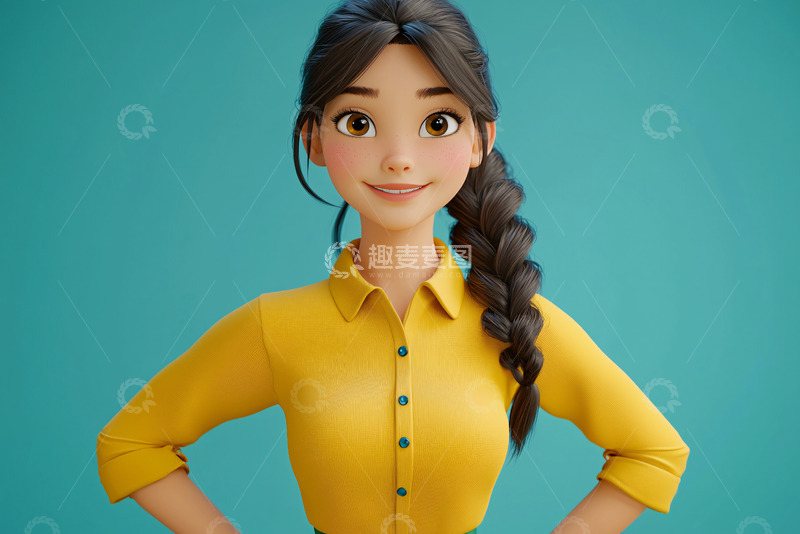 高清大图下载【趣麦麦图】可爱卡通女孩