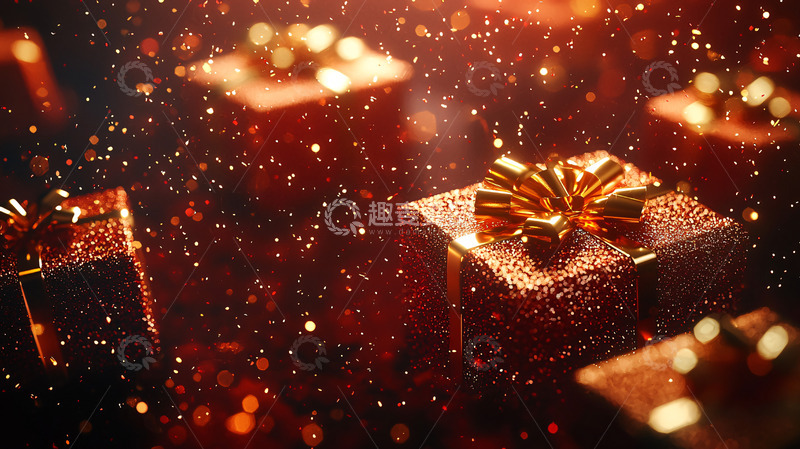 高清大图下载【趣麦麦图】金色礼物盒