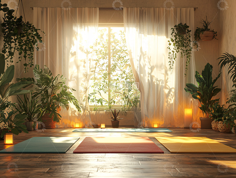高清大图下载【趣麦麦图】阳光洒在瑜伽垫上