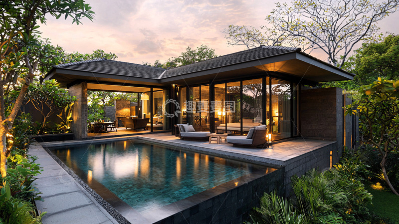高清大图下载【趣麦麦图】私家泳池别墅