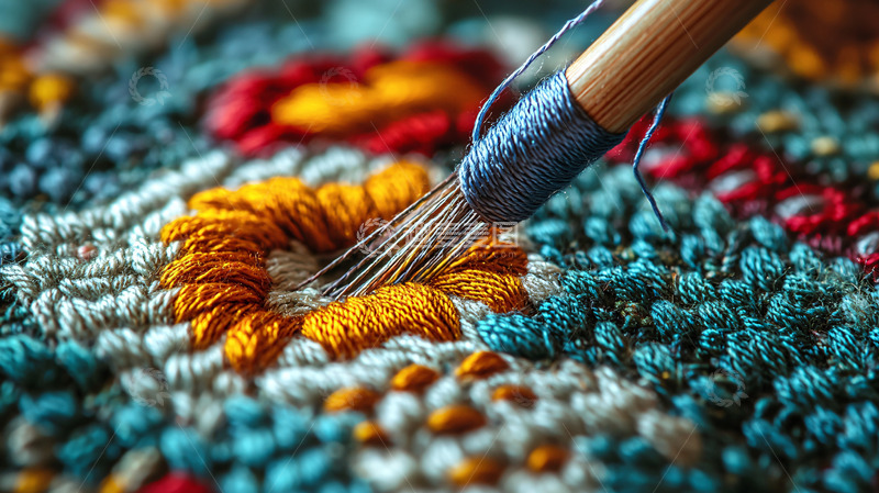 高清大图下载【趣麦麦图】手工刺绣特写