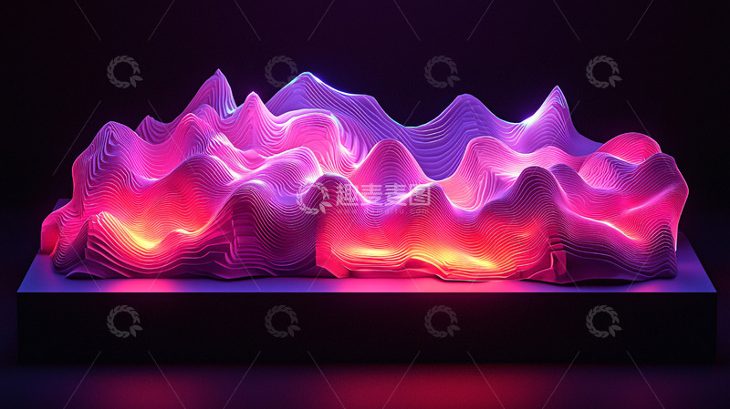 高清大图下载【趣麦麦图】粉紫色光线波浪起伏抽象